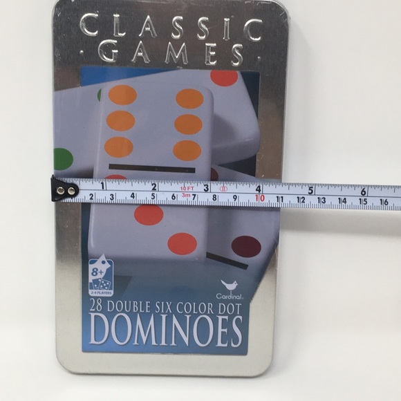 Cardinal Classic Games Tin Box 28 Double Six Color Dot Dominoes NIB New NIP NWT - Picture 7 of 7